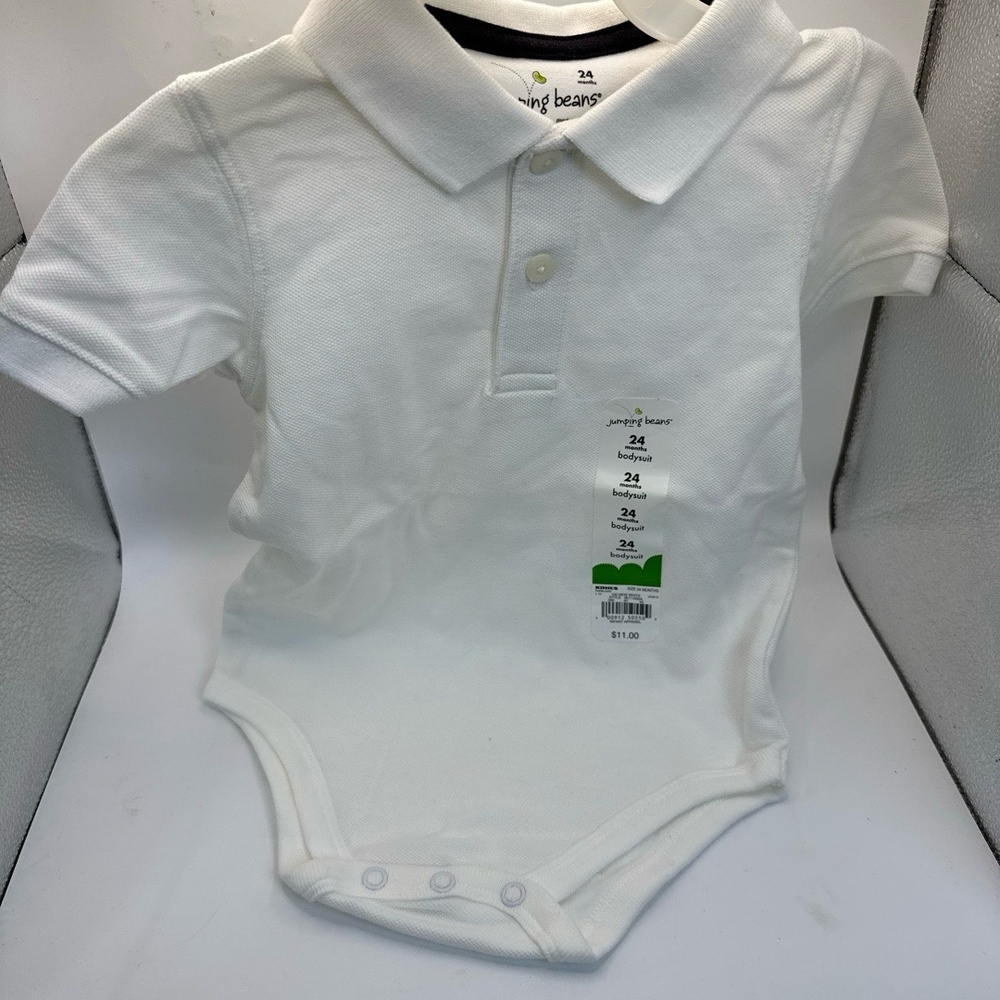 Jumping Beans 24 Months White Polo Bodysuit Infant Casual Essential